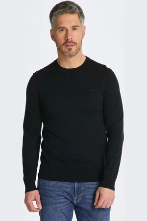 GANT SVETR FINE COTTON C-NECK BLACK