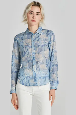 GANT KOŠILE REG MAGNOLIA PRINT COT SILK SHIRT DOVE BLUE