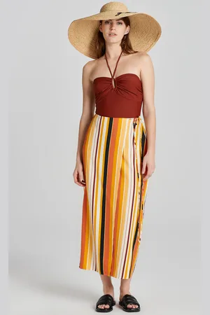 GANT SUKNĚ STRIPED WRAP SKIRT MEDAL YELLOW
