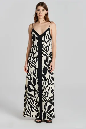 GANT ŠATY PALM PRINT STRAP DRESS SOFT OAT