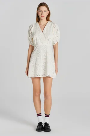 GANT ŠATY REG BRODERIE ANGLAISE DRESS EGGSHELL