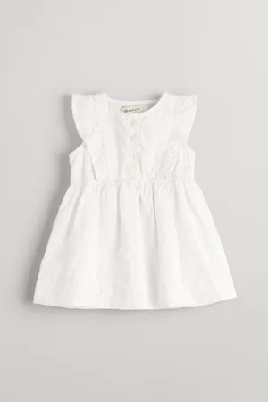 GANT ŠATY BRODERIE ANGLAISE FRILL DRESS WHITE