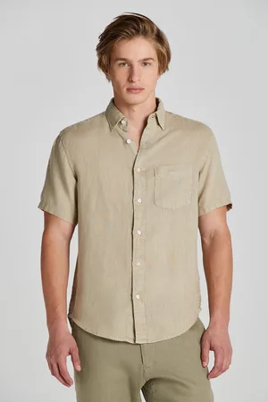 GANT KOŠILE REG GMNT DYED LINEN SS SHIRT CONCRETE BEIGE