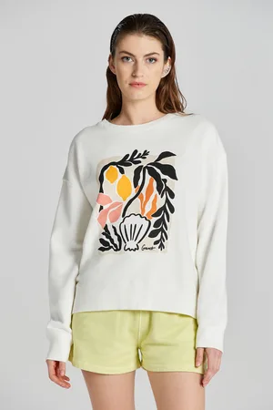 GANT MIKINA RELAXED PALM CNECK SWEATER EGGSHELL