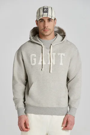 GANT MIKINA HEATHER GRAPHIC HOODIE GREY MELANGE
