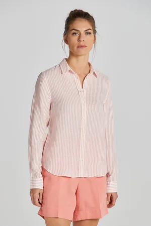 GANT KOŠILE REG LINEN STRIPE SHIRT PEACHY PINK