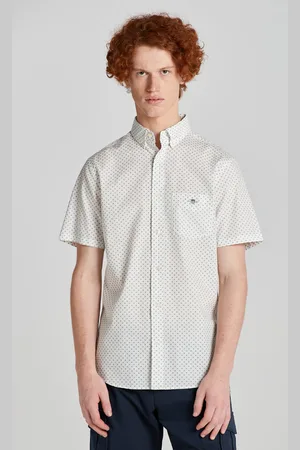 GANT KOŠILE REG MICRO PRINT SS SHIRT EGGSHELL