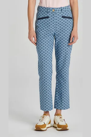 GANT KALHOTY SLIM MONOGRAM JACQUARD PANTS SALTY SEA