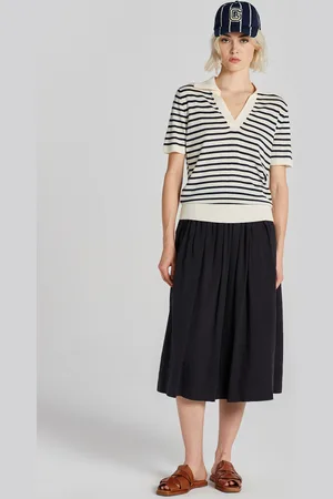 GANT SVETR FINE KNIT STRIPED SS RUGGER CREAM