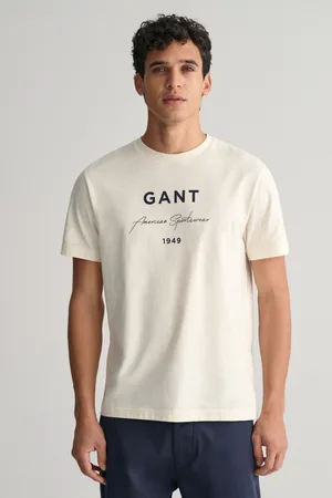 GANT TRIČKO LOGO SCRIPT PRINTED SS T-SHIRT CREAM