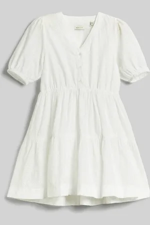 GANT ŠATY BRODERIE ANGLAISE DRESS WHITE
