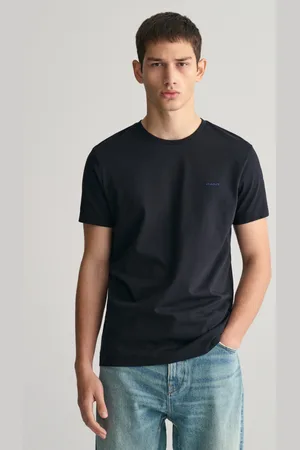 GANT TRIČKO CONTRAST LOGO SS T-SHIRT BLACK