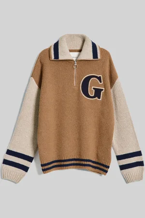 GANT SVETR WOOL NEPS LETTERMAN HZ WARM KHAKI