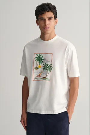 GANT TRIČKO HAWAII PRINTED GRAPHIC SS T-SHIRT EGGSHELL