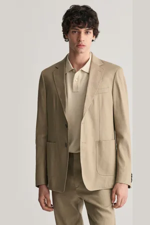 GANT SAKO SLIM COTTON LINEN SUIT BLAZER DESERT BROWN