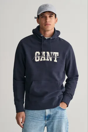 GANT MIKINA ARCH SCRIPT HOODIE EVENING BLUE