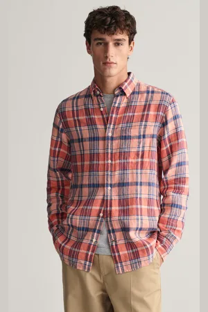 GANT KOŠILE REG LINEN MADRAS SHIRT PEACHY PINK