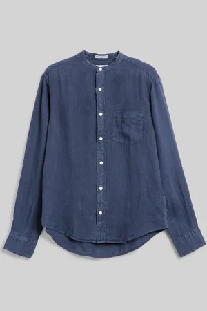 GANT KOŠILE REG GMNT DYED LINEN BAND SHIRT MARINE