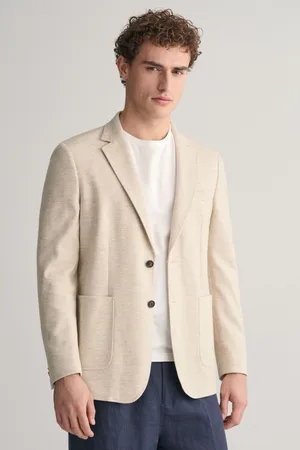 GANT SAKO SLIM COTTON-LINEN JERSEY BLAZER DARK NAVY MELANGE