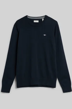 GANT SVETR SHIELD CLASSIC COTTON C-NECK EVENING BLUE