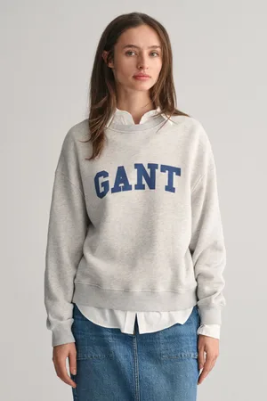 GANT MIKINA GRAPHIC C-NECK SWEAT PALE GREY MELANGE