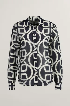 GANT KOŠILE REG MONOGRAM PRINT CTN SILK SHIRT EVENING BLUE