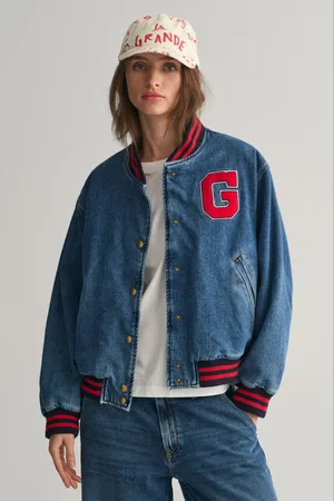 GANT BUNDA DENIM VARSITY JACKET SEMI LIGHT BLUE BROKEN IN