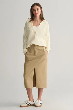 GANT SUKNĚ CHINO SLIT SKIRT DARK KHAKI