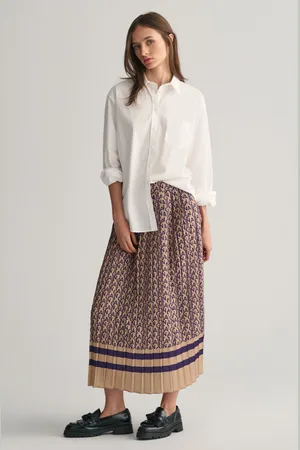 GANT SUKNĚ MONOGRAM PRINT PLEATED SKIRT PANSY PURPLE