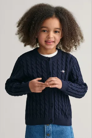 GANT KARDIGAN SHIELD COTTON CABLE CARDIGAN EVENING BLUE