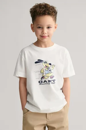 GANT TRIČKO RUNNING DOG PRINT T-SHIRT WHITE