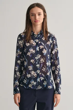 GANT KOŠILE REG FLORAL PRINT COTTON SILK SILK EVENING BLUE