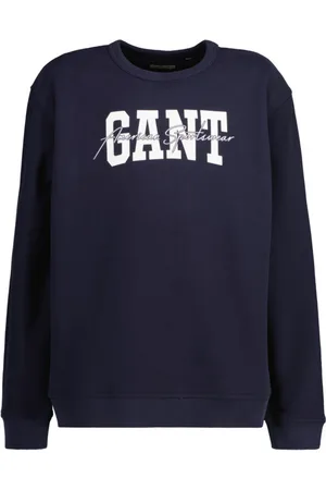 GANT MIKINA ARCH SCRIPT C-NECK EVENING BLUE