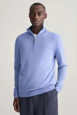 GANT SVETR EXTRAFINE MERINO WOOL HALF ZIP GENTLE BLUE