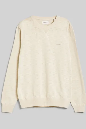 GANT SVETR COTTON FLAMME C-NECK SILKY BEIGE