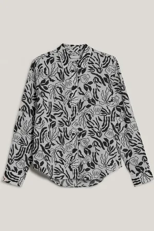 GANT KOŠILE REG PALM PRINT COT VOILE SHIRT EGGSHELL