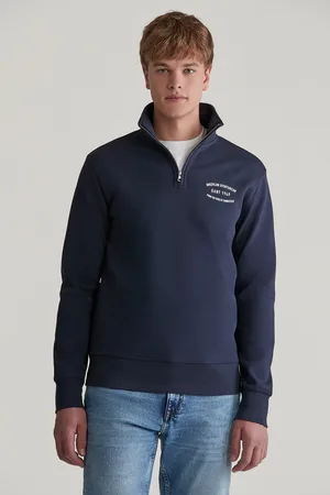 GANT MIKINA SMALL GRAPHIC SWEAT HALF ZIP EVENING BLUE