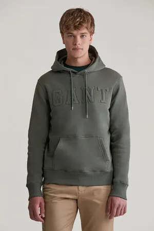 GANT MIKINA EMBOSSED SWEAT HOODIE DARK EARTHY GREEN