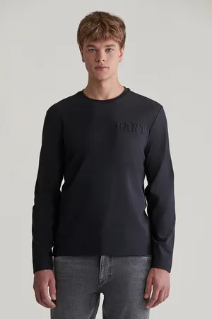 GANT TRIČKO EMBOSSED LS TSHIRT BLACK