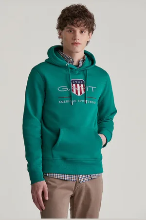 GANT MIKINA REG ARCHIVE SHIELD HOODIE DEEP FOREST GREEN