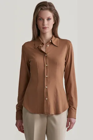 GANT KOŠILE SLIM JERSEY SHIRT ROASTED WALNUT