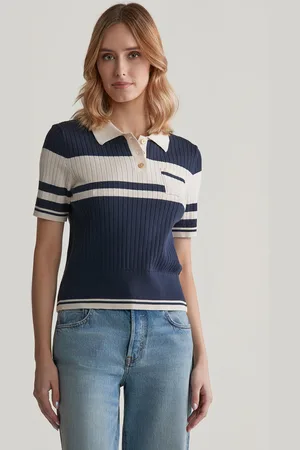 GANT SVETR COLOR BLOCKED POLO KNIT EVENING BLUE