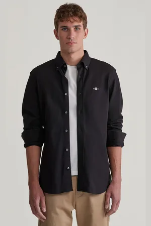 GANT KOŠILE REG JERSEY PIQUE SHIRT BLACK
