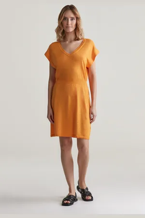 GANT ŠATY LINEN BLEND DRESS MEDAL YELLOW