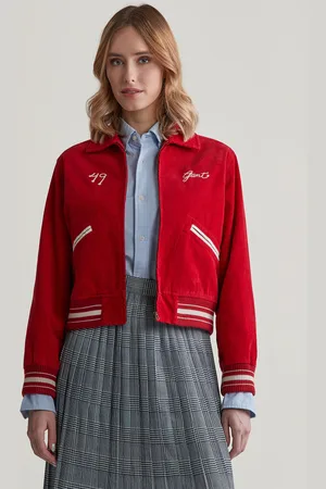GANT BUNDA CORD VARSITY JACKET RUBY RED