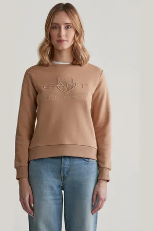 GANT MIKINA REG TONAL SHIELD C-NECK SWEAT CARAMEL BEIGE
