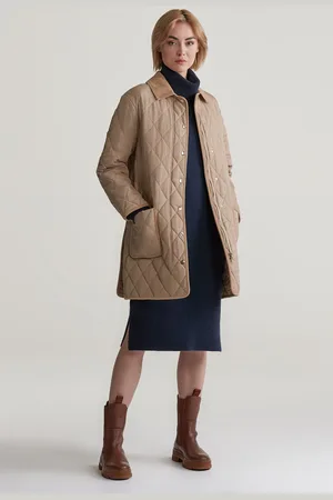 GANT KABÁT QUILTED COAT WITH CORD DETAILS DARK KHAKI