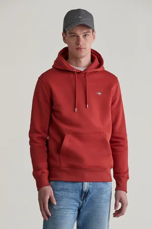 GANT MIKINA REG SHIELD HOODIE IRON RED