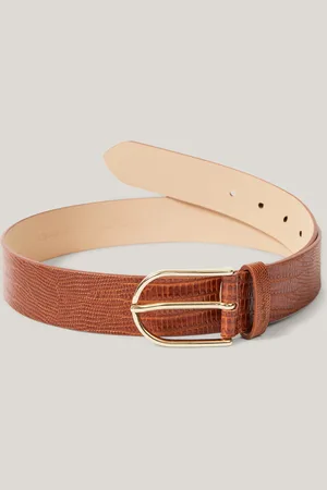 GANT OPASEK LIZARD PATTERN LEATHER BELT COGNAC BROWN