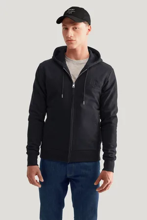 GANT MIKINA REG TONAL SHIELD FULL ZIP HOODIE BLACK